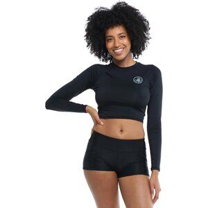 Long Sleeve Crop Top Rashguard Women's UPF 50+ Sun Protection for Beach
